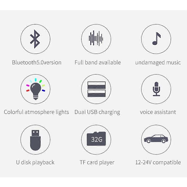 BC42 Bluetooth 5.0 Multifunktionel Bil Farverig Atmosfære Lampe MP3-afspiller, Understøtter TF-kort & U-disk & FM Not Specified