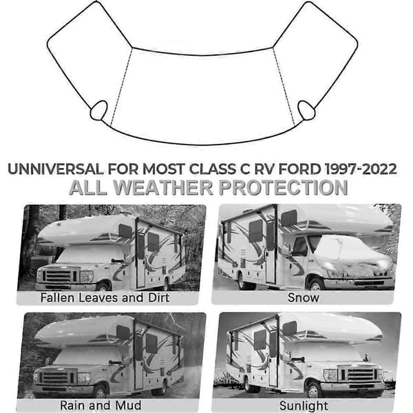 For Ford E450 1997-2022 Bobil Caravan Frontrute Snødekke Frontvindu Solskjerm [ls]