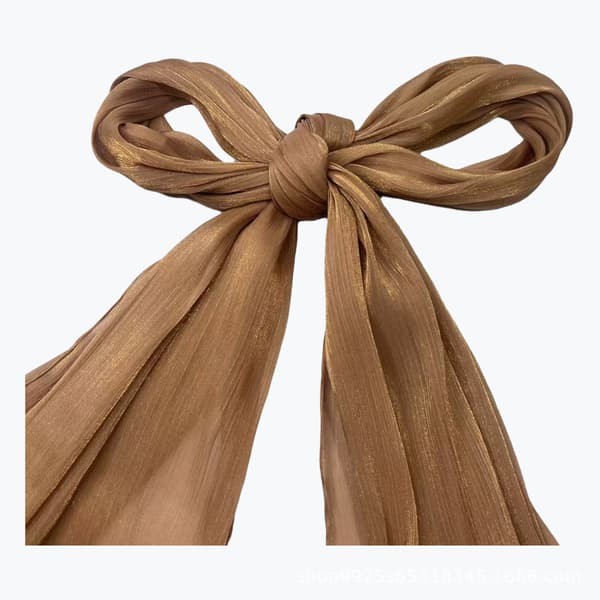 Mångsidig sjal, huvudduk, glänsande lång scarf i satin - Brun
