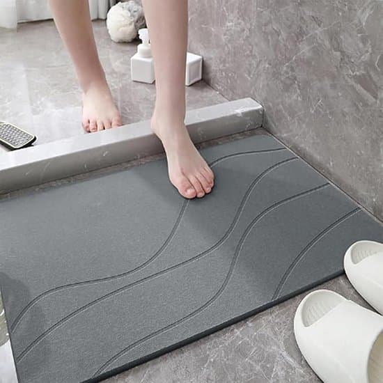 Baderomsmatte - Absorberende matte av kiselgurstein - Dusjmatte av kiselgurstein - Sklisikker - Hurtigtørkende - For baderomsgulv 15,7x23,6—ls