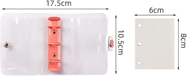 Mini Klar 3-rings ringbindsomslag Klar PVC Ringbind Notesbog Mini Ringbindslomme Snap (Hvid) White