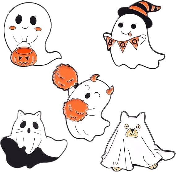Söt Spökemblemset - Gotiskt Emoji-emblem Halloween Pin W
