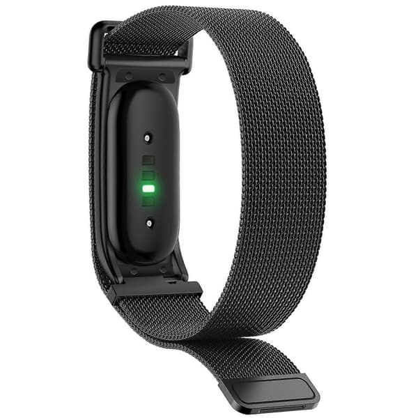 Integreret Milanese magnetisk urrem i rustfrit stål med metalhus til Google Fitbit Air Black
