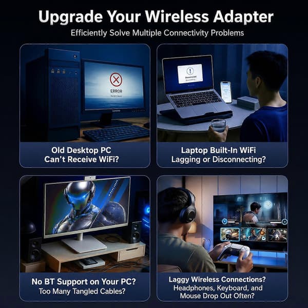 COMFAST CF-731B WiFi 6 Bluetooth 5.4 USB-adapter AX600 Dual Band 2.4G/5G Trådløst Netværkskort Not Specified