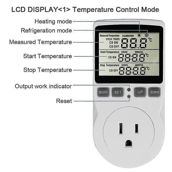 Nye Modeller Digital Temperaturregulator Strømstik EU-stik Termostat Med Timer Switch Sensor Probe Varme Køling —ls EU