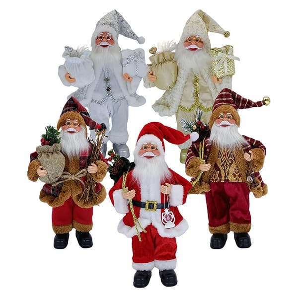 1 stk. Guld Stående Julemandsfigur 30cm Realistisk Stående Julemand