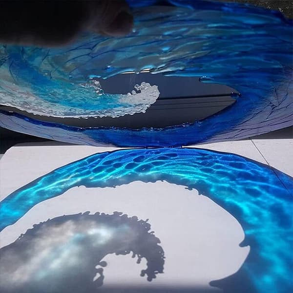 Blå Ocean Wave Skulptur Skrivbordsdekoration Konst