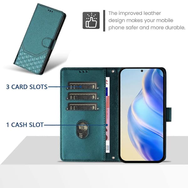 RFID-mobilfodral i läder med bikakeprägling Peacock Green For Nothing Phone 2a