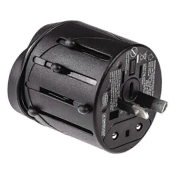 Alt-i-én EU + AU + US-stik Universal rejseadapter, størrelse: 60 x 58 x 56 mm (sort) Udgave 0131
