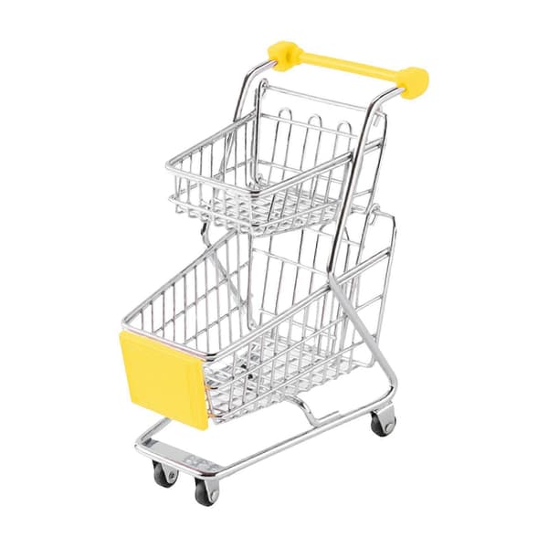 2 Mini handlekurv leketøy tralle supermarked tre skyver oppbevaring