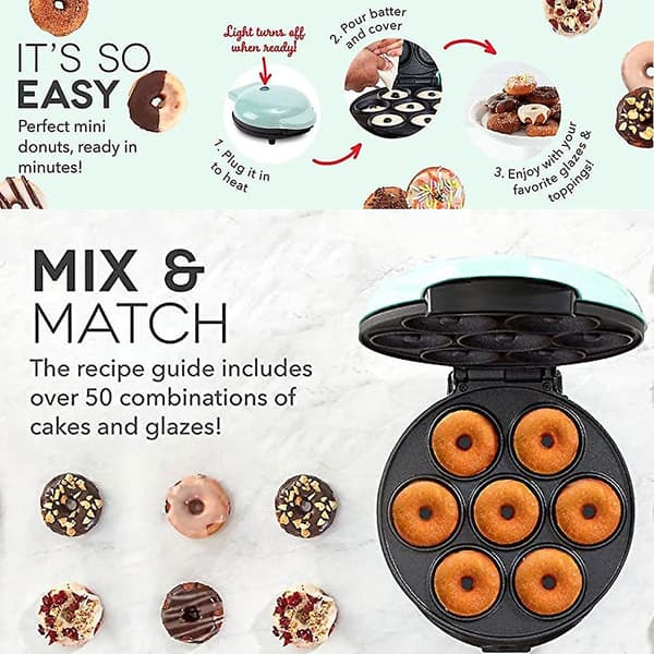 Mini Donut Maker Maskine, Laver 7 Donuts British Standard