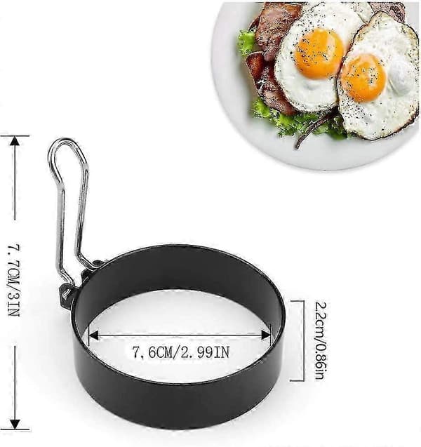 4-delt eggering i rustfritt stål, stekt eggform, rund posjert egg til stekte egg, eggeruller, biffer, pannekaker, stekt egg-pannekakeform [ls]