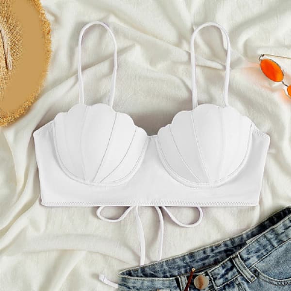 Retro Badedragt Top Polstret Badedragt Top Bikini Top Push Up Svømmetop til Kvinder S Sort—ls S Svart
