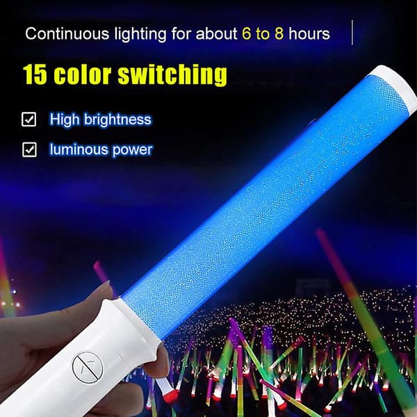 15 mønstre Glow Sticks Koncert Support Stick til nattefestindretning Glødende 3W tilbehør Lys A
