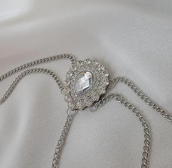Dame Rhinestones Hodekjede Vintage Hodeplagg Bryllup Ball—ls silver