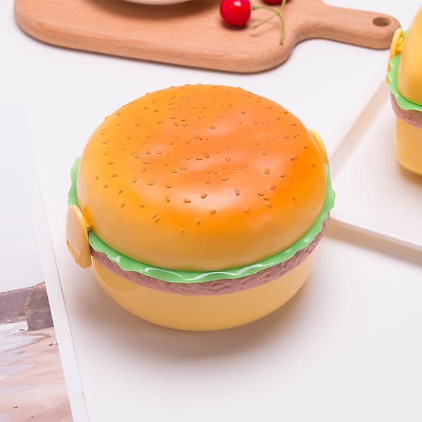 Hamburgerformet matboks, dobbeltlags søt burger Bento-boks matboks[ls] A