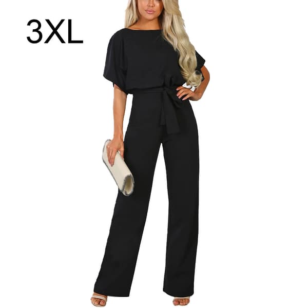 Dame Jumpsuit Romper Strandferie Krop Lige Ben V Sort Black Black 3xl