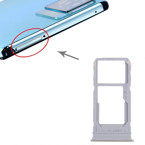 Til vivo Y76s V2156A SIM-kortbakke + SIM-kortbakke / Micro SD-kortbakke Silver