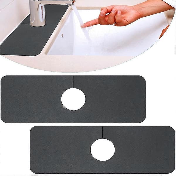 Vaskekranmatte, vannsprutbeskyttelse for vaskekran, absorberende vaskdryppfanger, 15 tommer indre vask