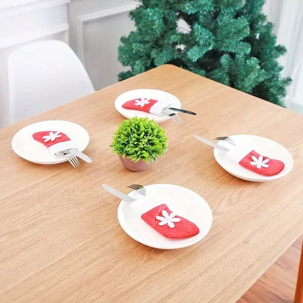 Snöflingsmönster Filt Mini Julstrumpor, 24-delat set, Julgransprydnader