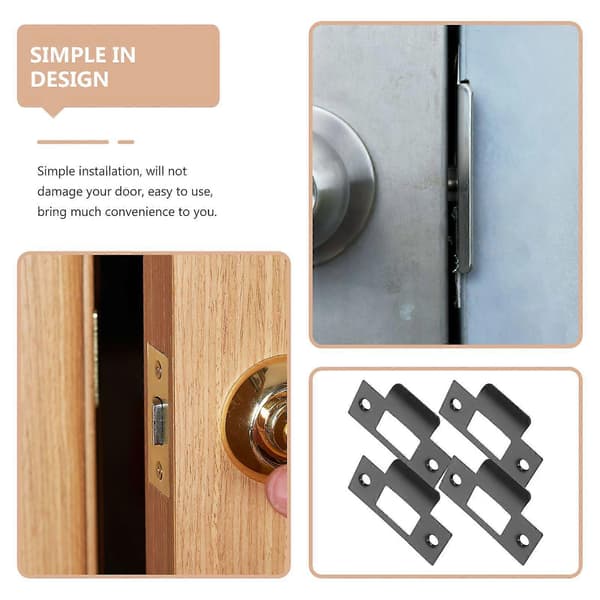 4 kpl Deadbolt-vastalevyjä, lukon vastalevyjä, oven vahvikelevyjä Black