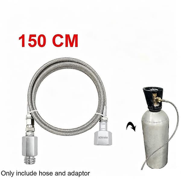 Adaptersæt med 1,5 m rustfri stålslange og hurtigkobling til eksterne CO2-tanke