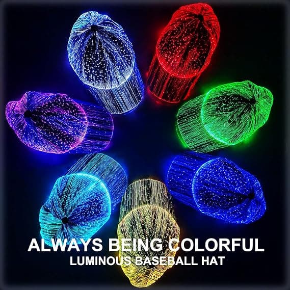 Hip Hop Lysende LED Baseballkasket Julekarneval med 7 Farvelys USB Genopladelig—ls