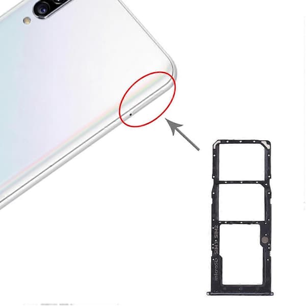 Til Samsung Galaxy A30s SIM-kortbakke + Micro SD-kortbakke Black