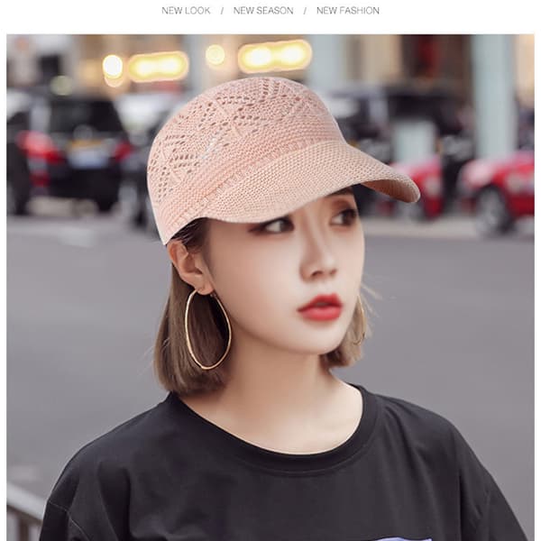 Baseballcaps for kvinner, strikket lue, feriecap med mesh, justerbar—ls