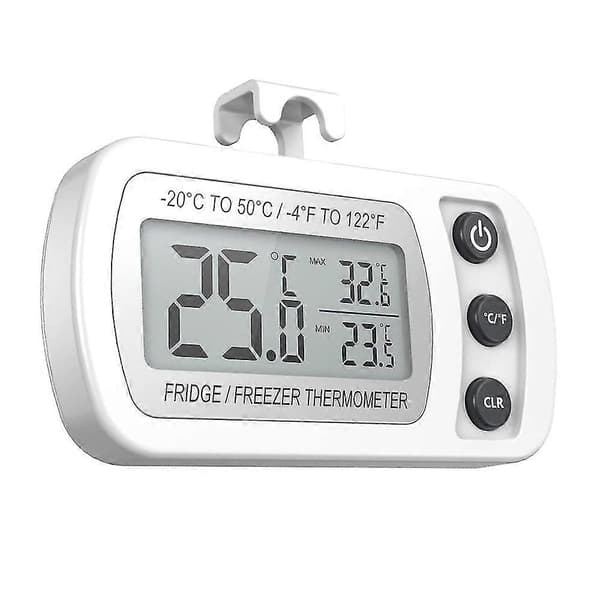 Vanntett kjøleskapstermometer, digitalt fryseromstermometer White