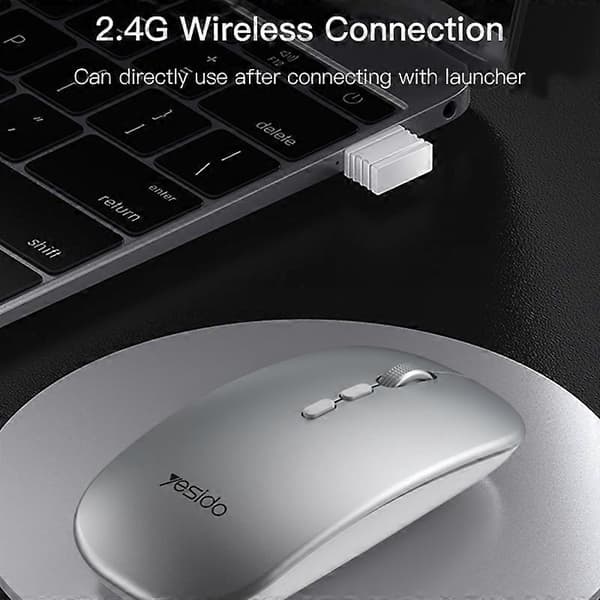 Yesido KB15 Slank 2.4G Oppladbar Trådløs Optisk Mus White