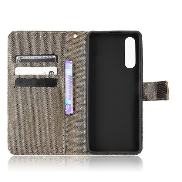 Til Sony Xperia 10 IV Diamanttekstur Læder Telefoncover Brown