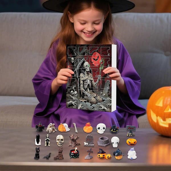 2026 Halloween 3D Nedräkningskalender 24-dagars Icke-platt Överraskningspresent för barn flickor dotter systerdotter barnbarn 2