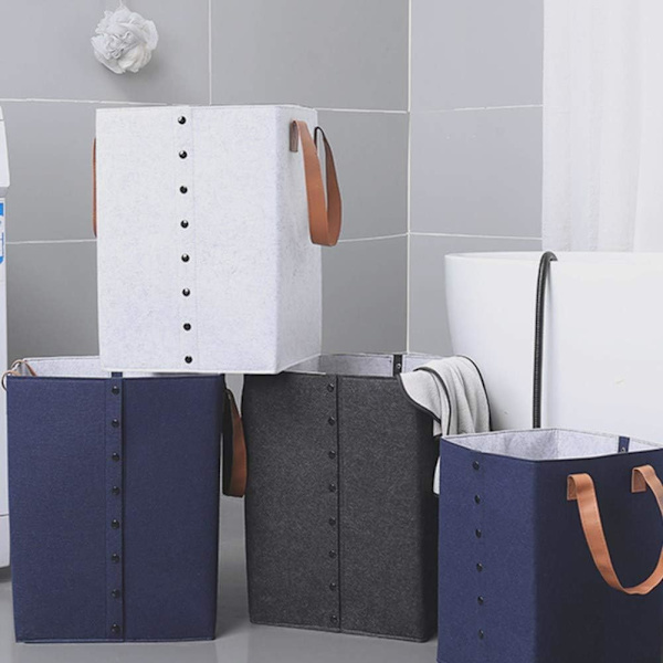 Vasketøjskurv Opbevaringskurv Vasketøjskurve til Soveværelser Store Vasketøjskurve Lille Opbevaringskurv Store Opbevaringskurve Navy Blå,24X24X34