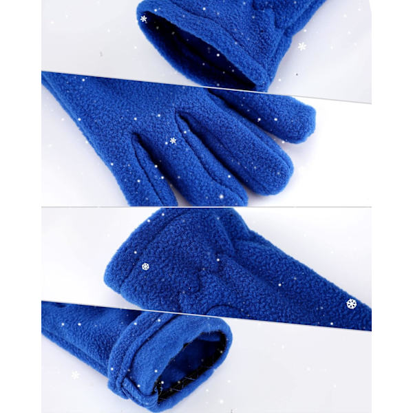 4 paria lasten fleece-hanskoja talven lämpimät hanskat täydet sormet napapipoja pojille tytöille lapsille ulkoiluaktiviteetit, kuninkaansininen, sininen, harmaa, musta, S
