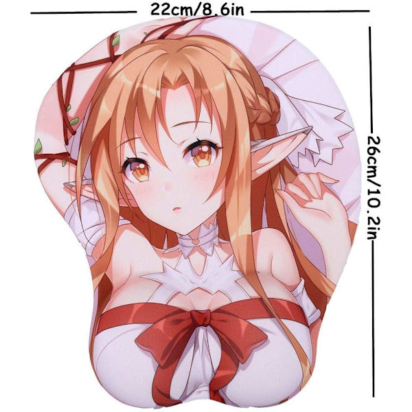 Sword Art Online Asuna 3D Anime Musmatta med handledsstöd Gaming Musmattor 2Way Skin (Asuna 2)