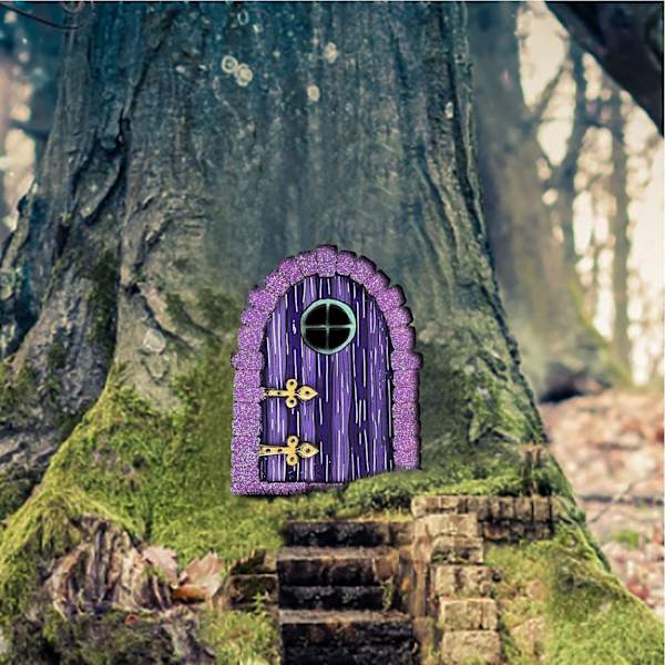 Keijupuutarhan ovi - Keijuoven koriste - Miniatyyrihaltian ovi - Keijutalokoriste, Ulkopuutarhan koriste, Pihan veistos Keijupuutarhaan, Pihalle, Nurmikolle