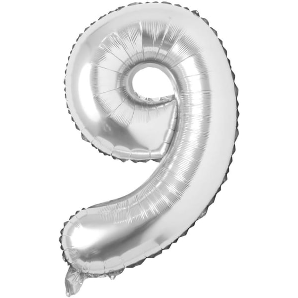 40 tommer brevballoner sølv alfabet nummer ballon folie Mylar fest bryllup (ni)