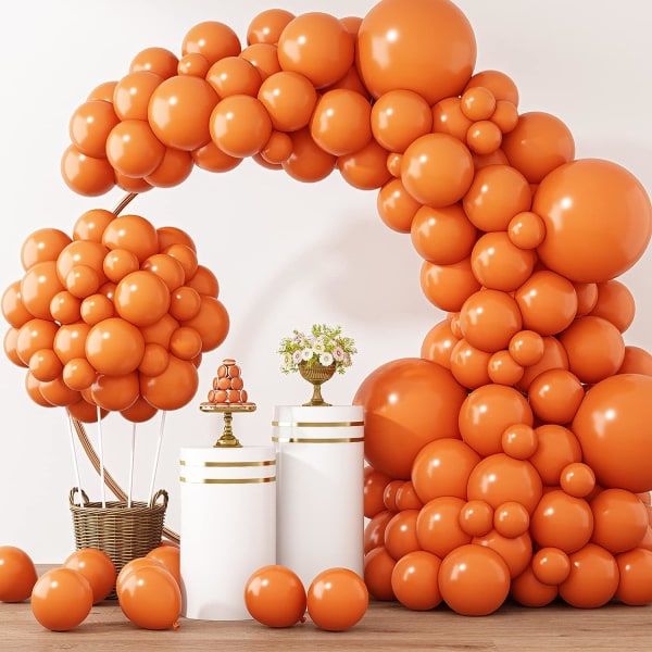 129 stk orange balloner forskellige størrelser 18/12/10/5 tommer til Garland Arch, brændte orange latex balloner