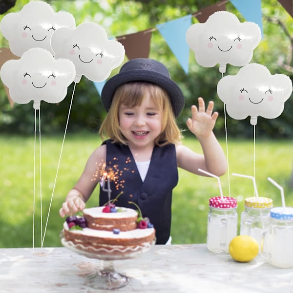 10 st vita molnballonger söta leende ansikte molnformade folie mylarballonger för babyshower bröllop födelsedagsfesttillbehör