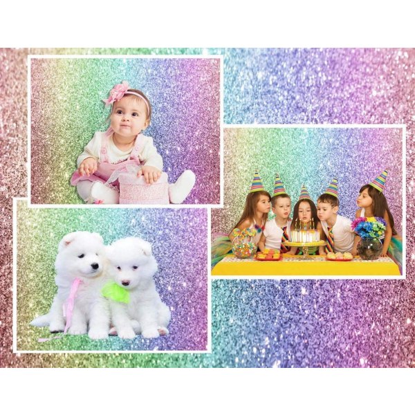 Dekoration til børnepige prinsesse farverige enhjørning glitter fotografering baggrund banner fotostudie rekvisitter vinyl 7x5ft