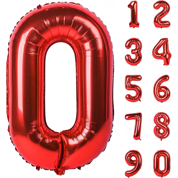 40 tuuman punainen suuret numerot 0-9 syntymäpäiväjuhlan koristeet heliumfolio Mylar iso numero ilmapallo digitaalinen nolla