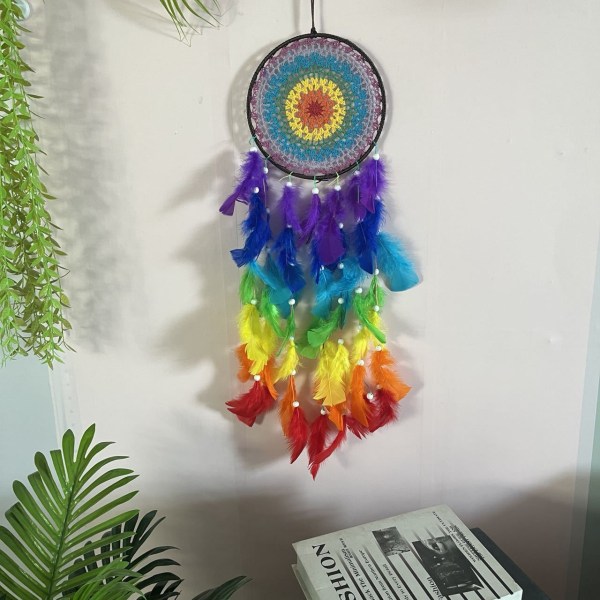 Drømmefangere til børn, farverige regnbuedrømmefanger-dekorationer til børns drømmefanger