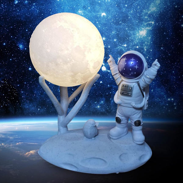 Astronaut Måne Måne Bordsdekoration, Dimbar, Semestergåva, 300mAh Powerbank för Sovrum,A