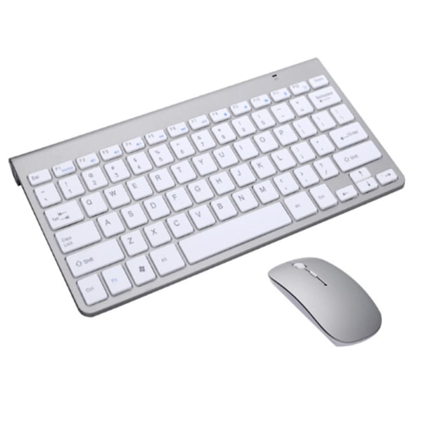 Tangentbord och set, 2,4G trådlöst tunt tangentbord med trådlös mus kombi-silver tangentbord och set