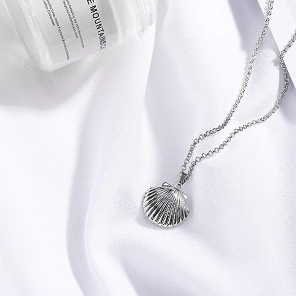 Seashell Locket Charm Halskæde til Kvinder Piger, Nautisk Strand Havskalstil, Justerbar Lang Kæde Choker Vedhæng Halskæder Smykker