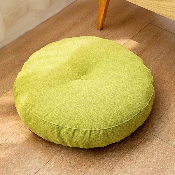 Round Floor Cushion 42 cm, Booster Cushion Covered in 100% Cotton Extra Firm Thick Seat Cushion Adult Chair/Armchair/Garden Chair Green,A