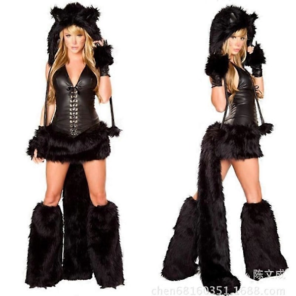 Sexet Jule Kvinde Kostume Cosplay Stor Hale Ulv Cosplay Fest Pige Fristelse Julemand Todelt Kostume Brown