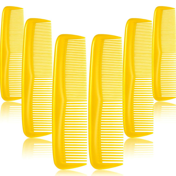 12 stycken set Ficka Finplast hårkammar för kvinnor och män, finförbandskam (gul)
