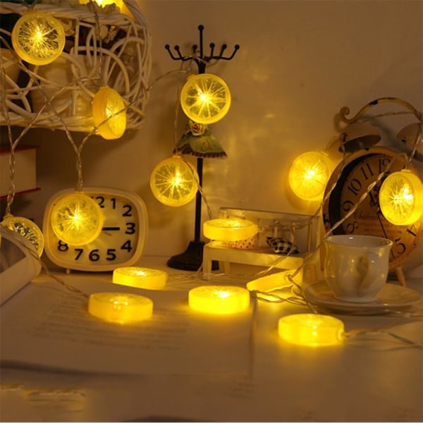 Citrondekorlampor med 20 LED, batteridrivna varmglimt julslingor för kök, fest, bröllop, festival, hemdekorationer, 9,8 fot/3 m